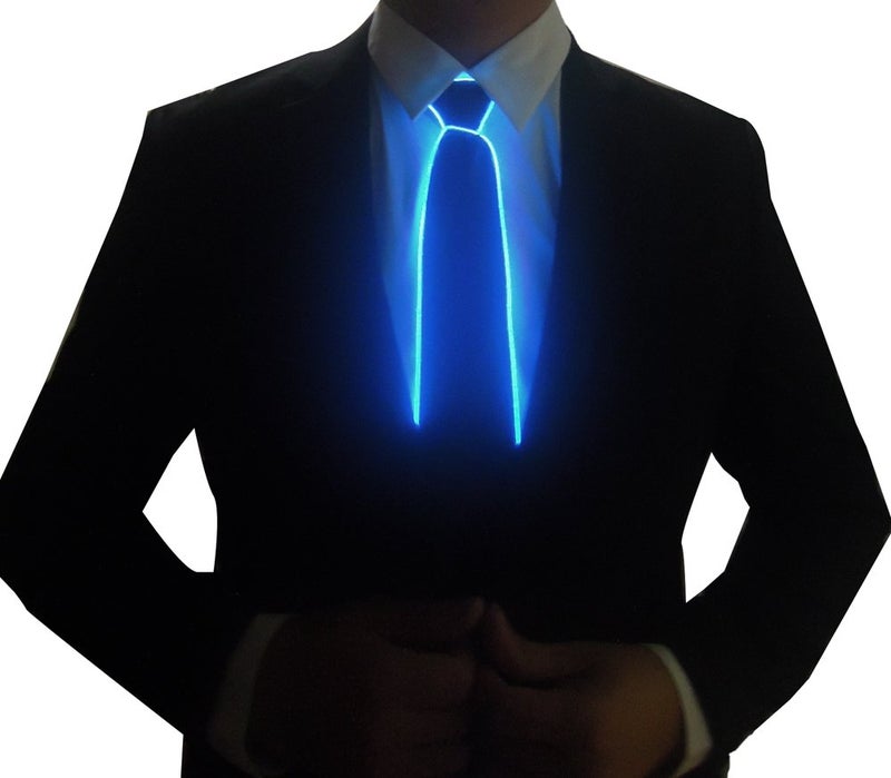 SATUMIKO Burning Man Light Up Fanny Ties Novelty Necktie For Men LED Light Up Ties Costume Accessory (Blue-Satin Tie) - Image 2